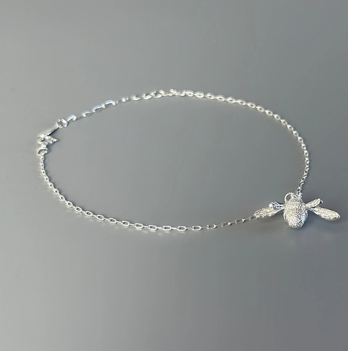 925 Sterling Silver Big Bee Charm Anklet-2
