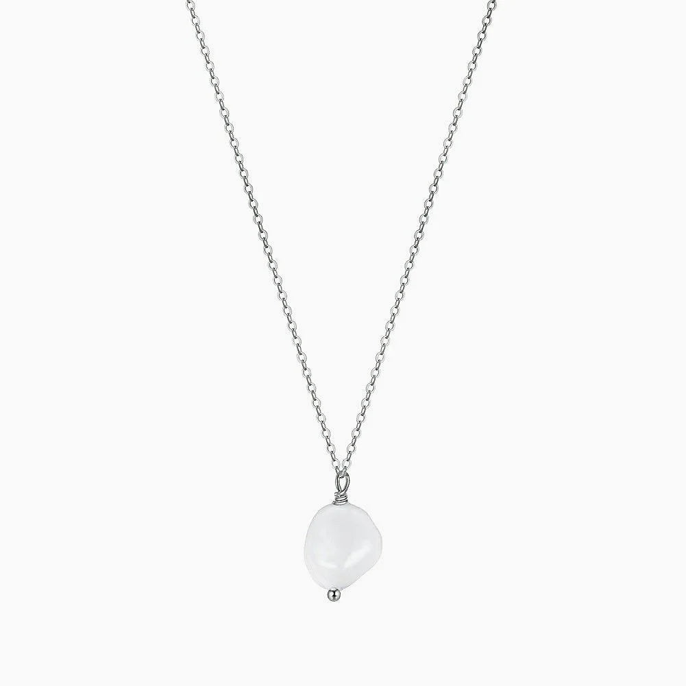 925 Sterling Silver Baroque Pearl Necklace with Cultured Freshwater Pearl-0
