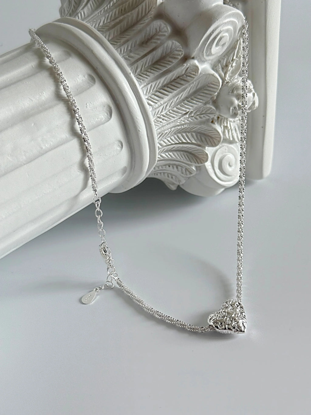 925 Sterling Silver Heart Necklace Dainty Sparkle Chain for Women-1