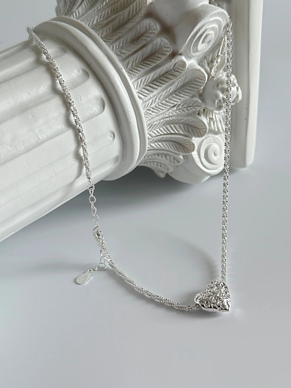925 Sterling Silver Heart Necklace Dainty Sparkle Chain for Women-1