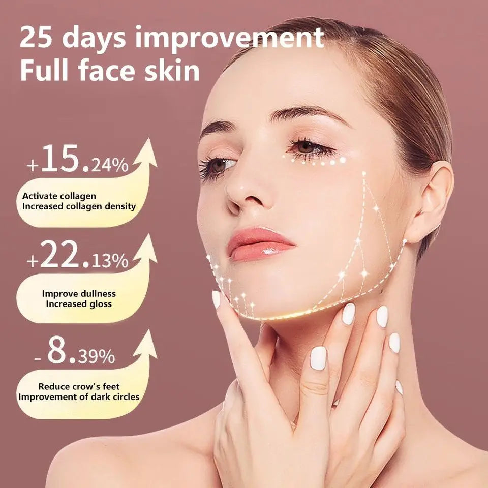 Pink LED photon therapy facial lifting massager and jawline contouring beauty device — view 2