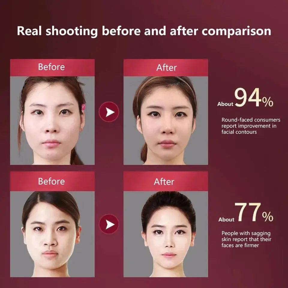 Pink LED photon therapy facial lifting massager and jawline contouring beauty device — view 5