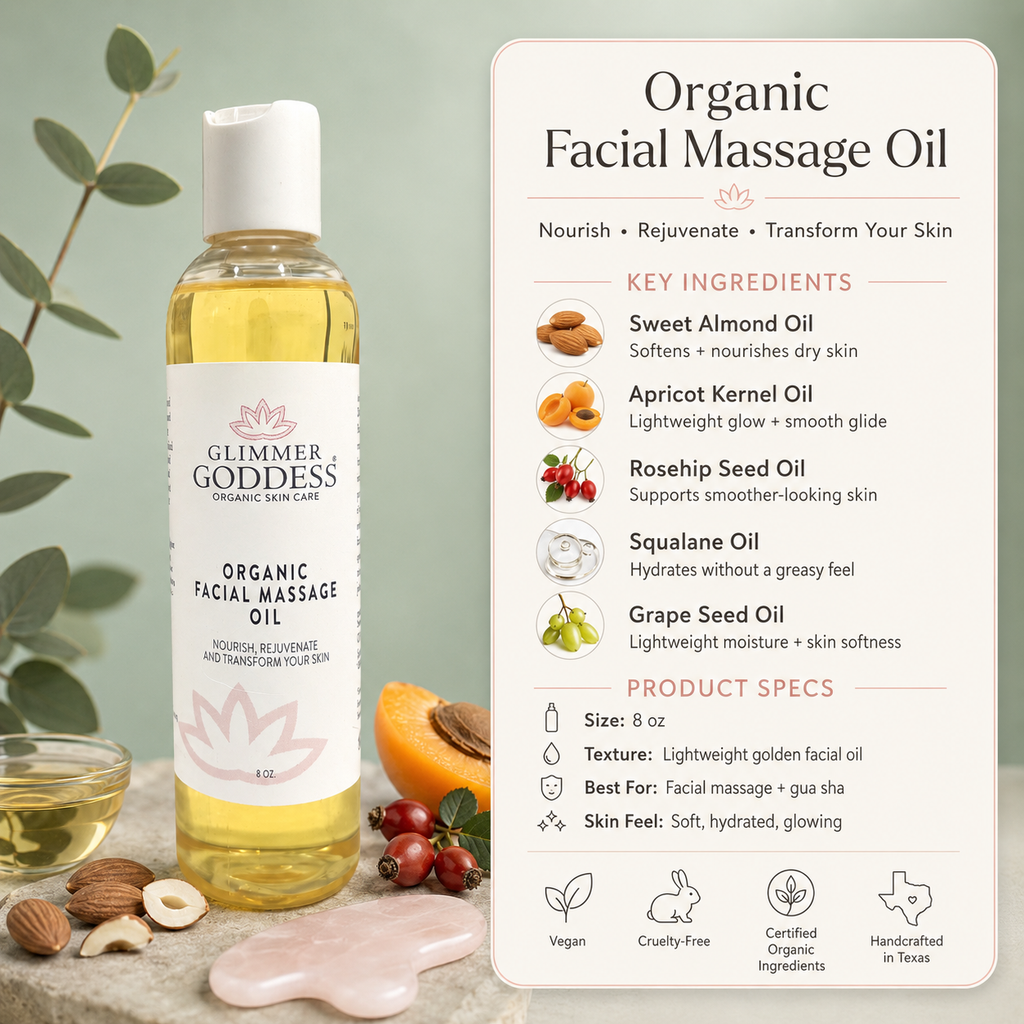 Organic facial massage oil in an elegant glass dropper bottle for anti-aging skincare routines — view 4