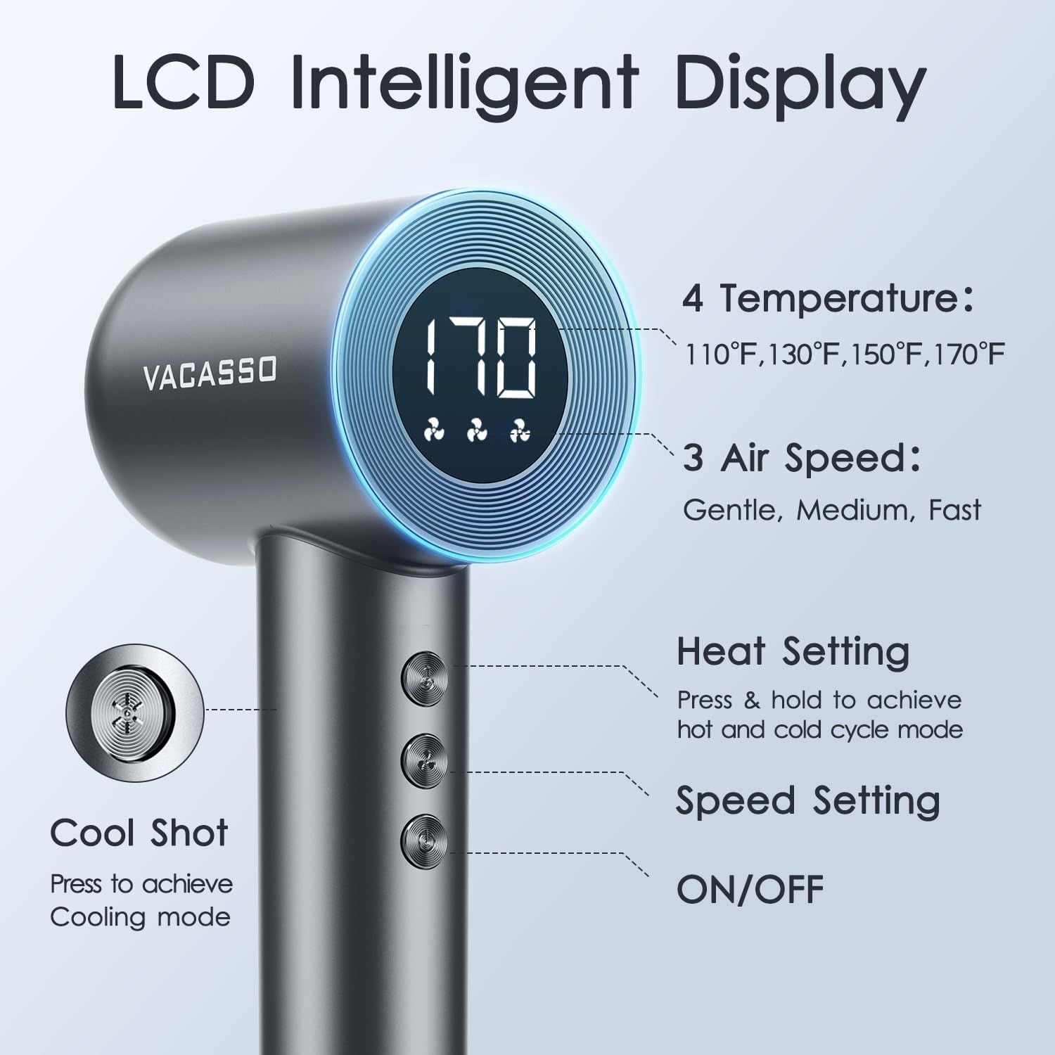 Professional fast-drying ionic hair dryer with magnetic nozzle and sleek modern finish — view 3