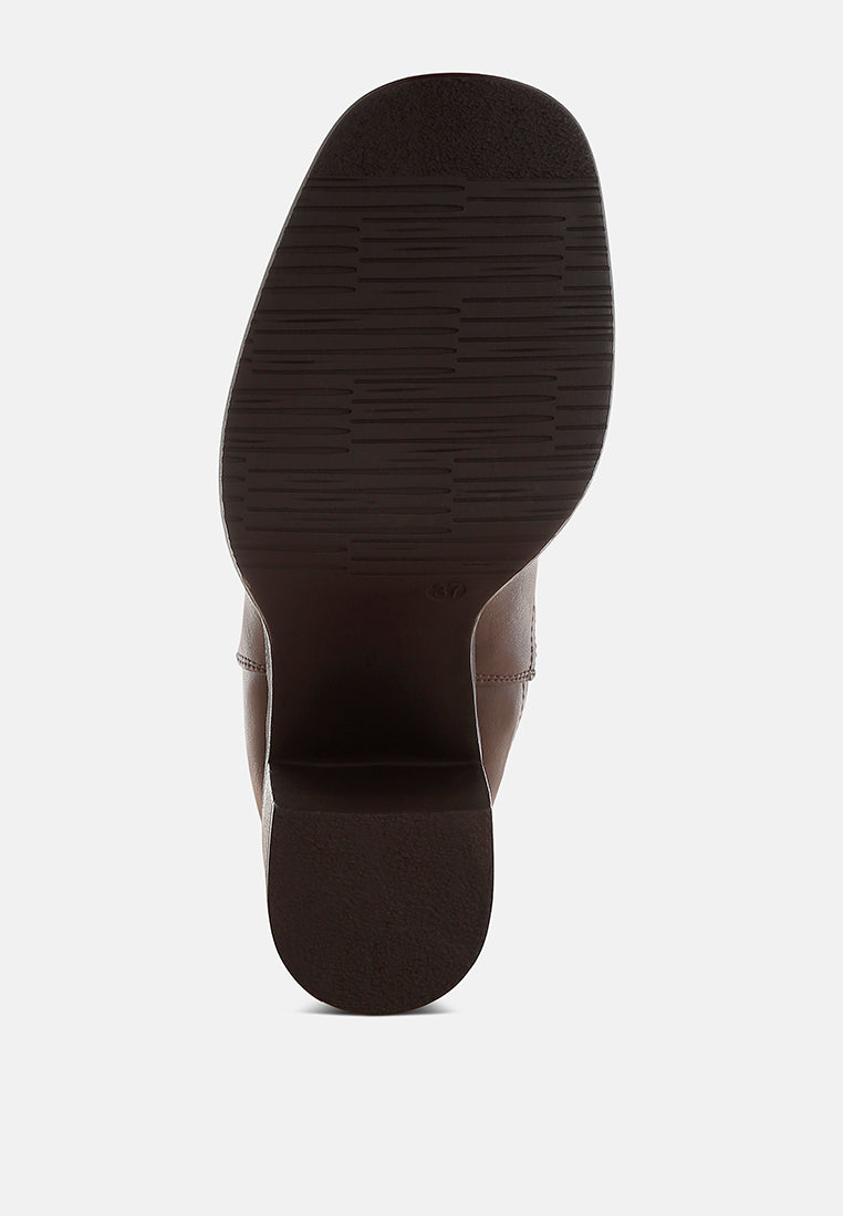 Womens faux leather Chelsea boots with elastic gussets and a three inch platform block heel. — view 5