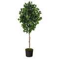 Faux Ficus Tree in Black Planter, 74”-0