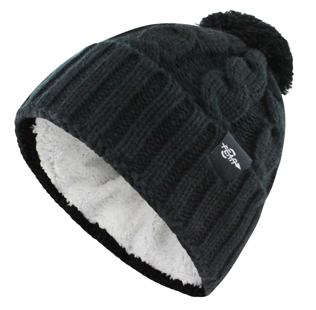 Warmest Plush Insulated Cuff Knit Pom Women Winter Beanie Hat Warm Wool Insulated Cap Winter Beanie Hat-3