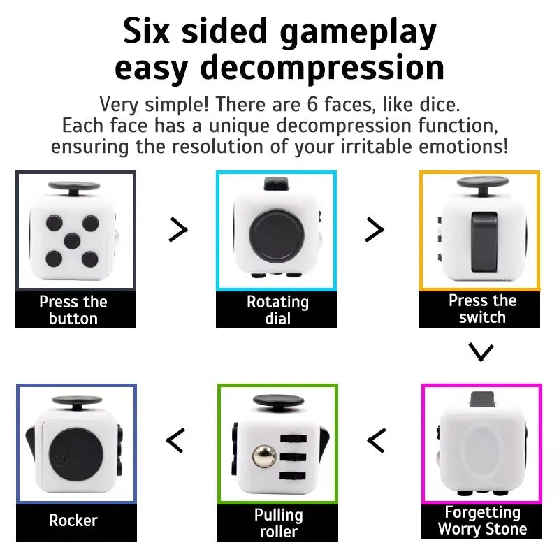 Compact anti-stress fidget cube spinner toy designed for daily anxiety relief and improving mental focus — view 3