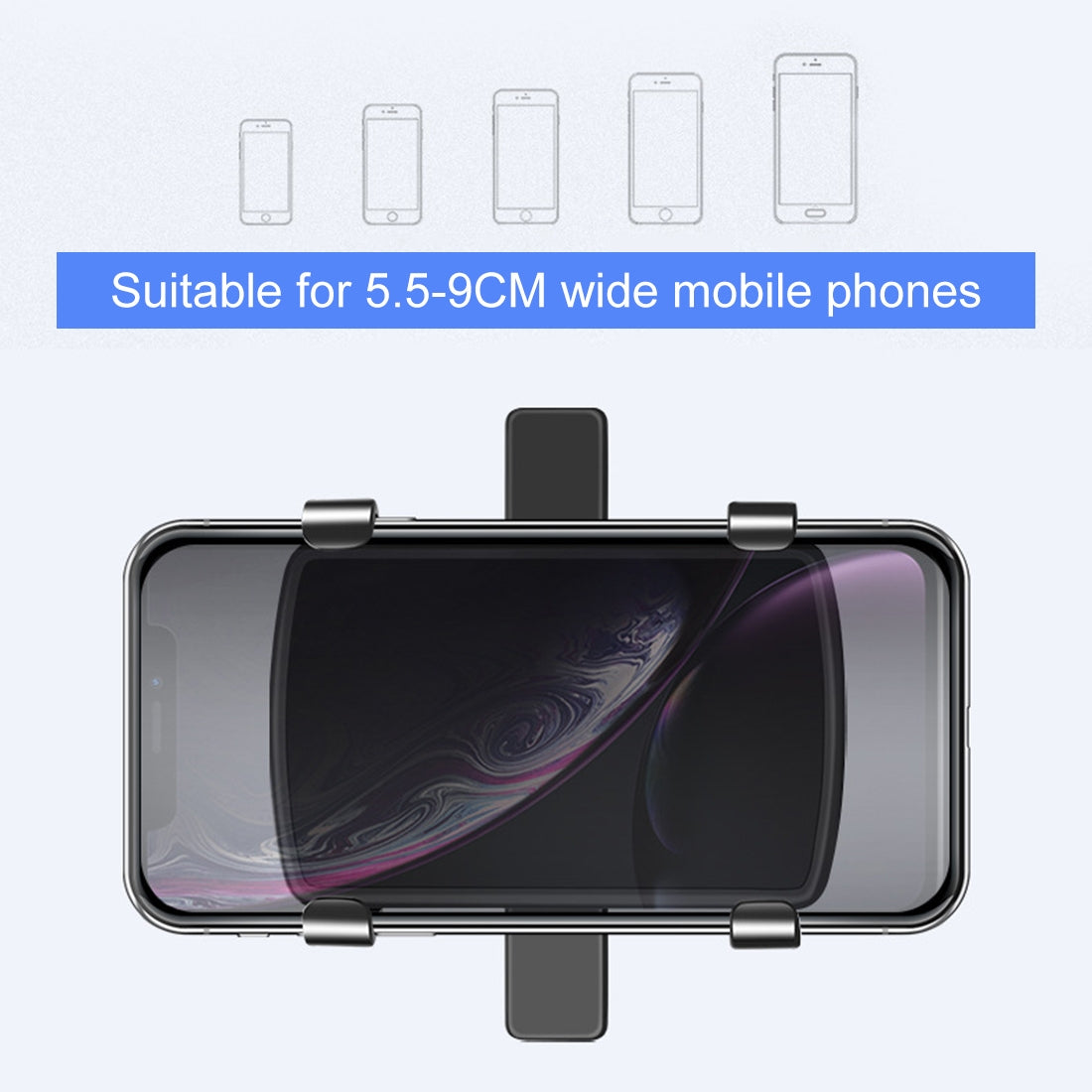 Car phone mount holder attached to a rear view mirror with a smartphone securely inserted — view 5