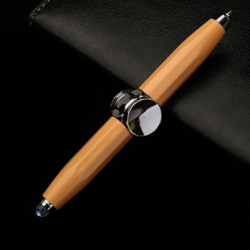 Fingertip gyro ballpoint pen in sleek metal, featuring an integrated spinning fidget top and LED. — view 5