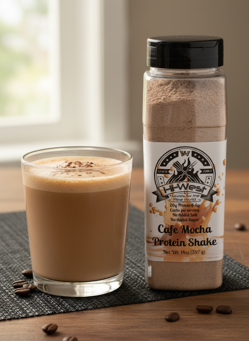 Cafe mocha protein shake bottle with rich chocolate flavor and 20g protein for muscle recovery — view 2