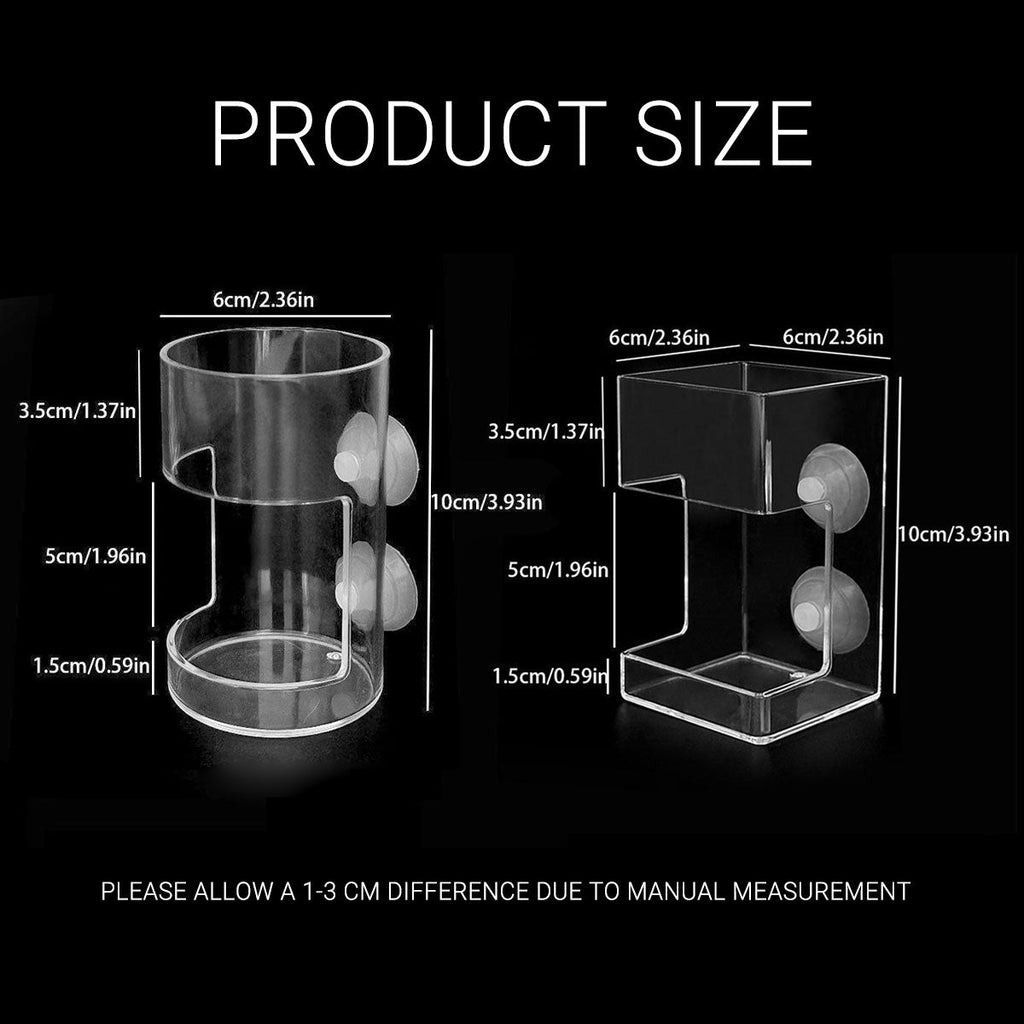 Floating aquarium feeding ring in transparent plastic with two secure suction cups mounted on glass — view 3