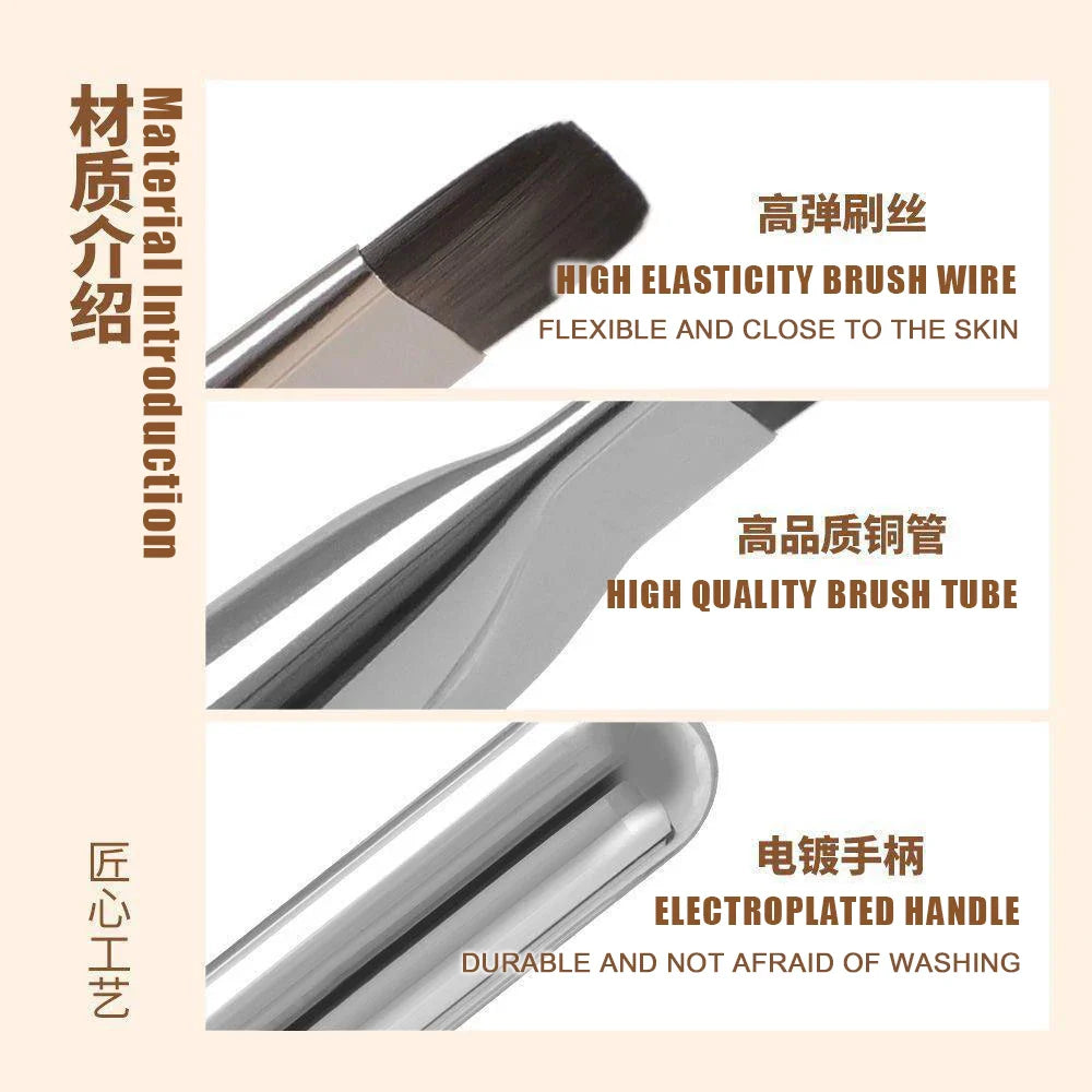 Flat foundation makeup brush with a durable plastic handle and densely packed soft synthetic bristles — view 4