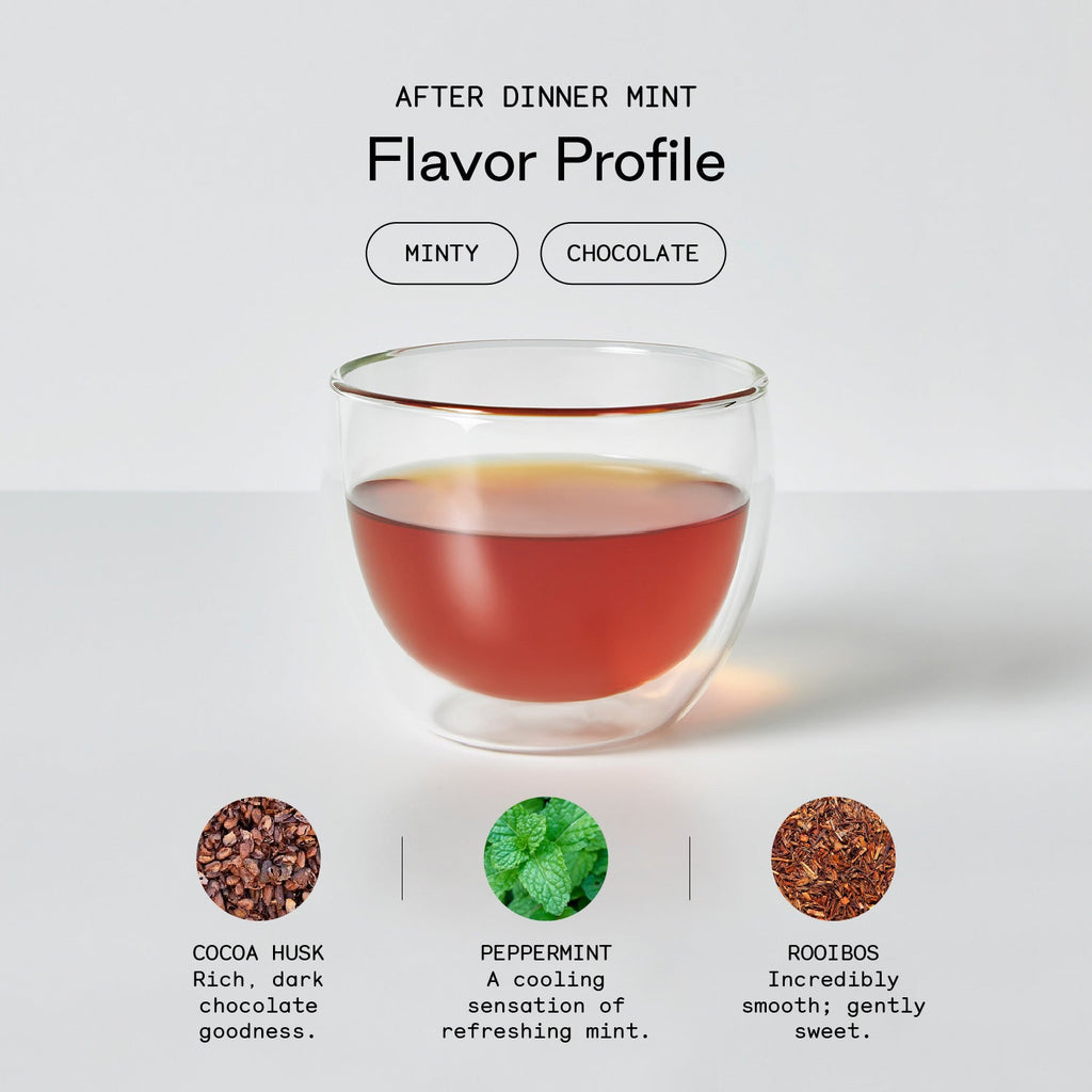 After Dinner Mint organic herbal tea blend with chocolate mint and valerian root for relaxation — view 3