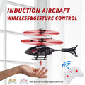 Floating RC helicopter with remote control, featuring sleek plastic body and levitation induction propellers