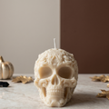 Floral Skull Sculpture Candle-0
