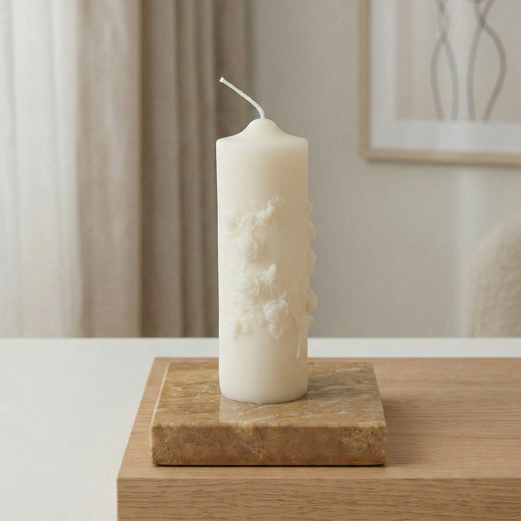 Floral Pillar Candle-0