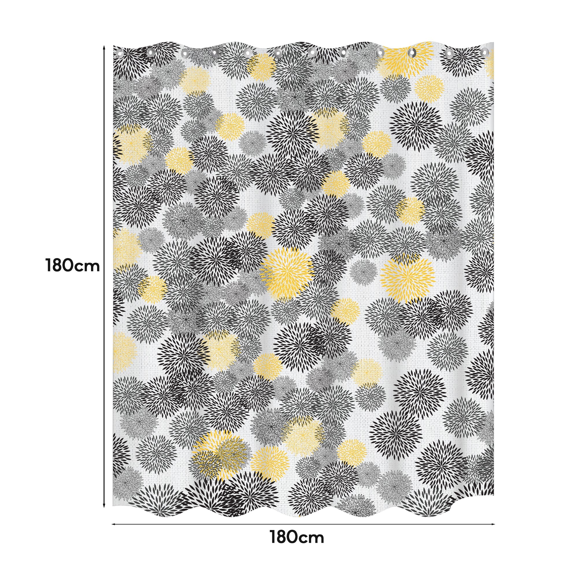 Floral print EVA shower curtain in natural colors, waterproof design with hanging hooks included — view 5