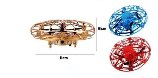 Compact hand-controlled flying saucer mini drone with flexible ABS guardrail and intelligent infrared sensors.