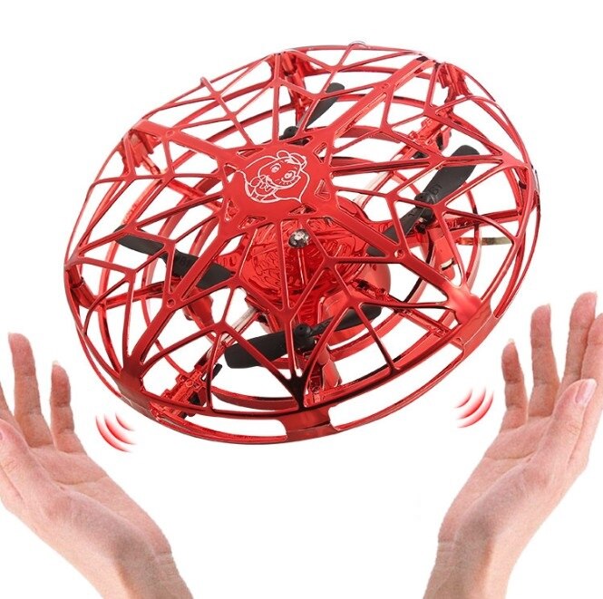 Compact hand-controlled flying saucer mini drone with flexible ABS guardrail and intelligent infrared sensors. — view 2
