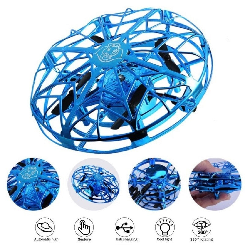 Compact hand-controlled flying saucer mini drone with flexible ABS guardrail and intelligent infrared sensors. — view 5