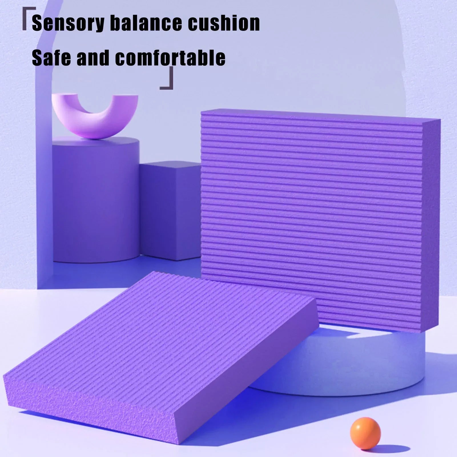 Purple NBR foam exercise balance pad for yoga and physical therapy on a flat surface — view 2
