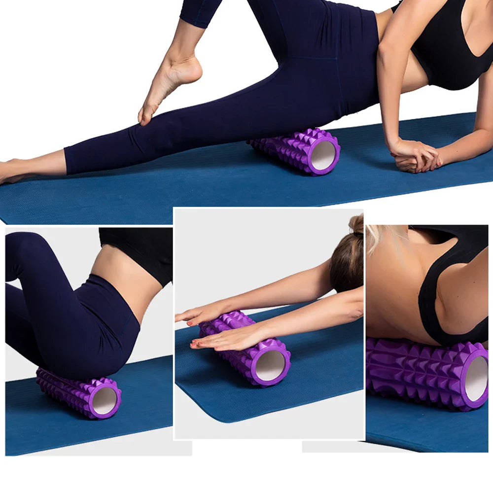 Black and blue EVA foam massage roller for deep tissue muscle recovery and physical therapy — view 2