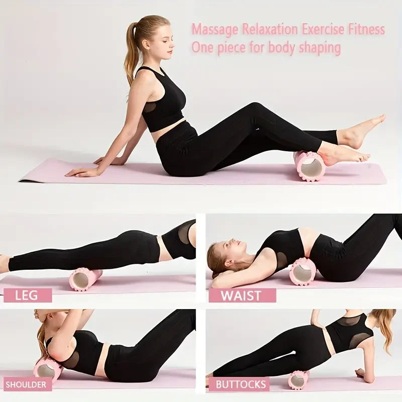 Black and blue EVA foam massage roller for deep tissue muscle recovery and physical therapy — view 3