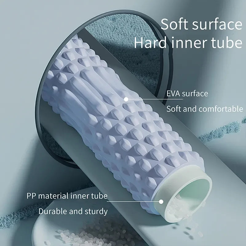 Blue high density foam roller for deep tissue muscle massage and post workout recovery — view 2