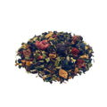 Forest fruits loose leaf tea blend with dried berries, apple pieces, and hibiscus flowers.