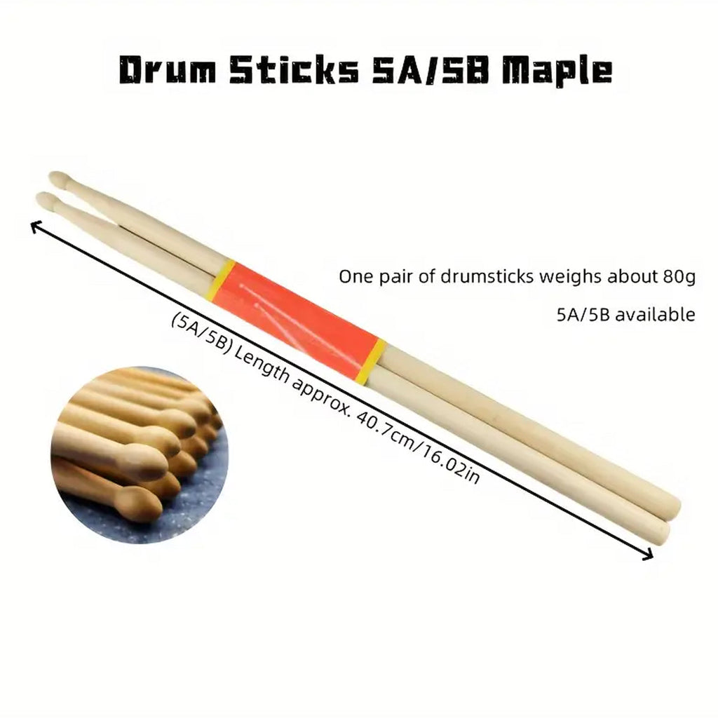 12 pairs of natural maple wood drumsticks with orange accents for acoustic drum sets — view 3