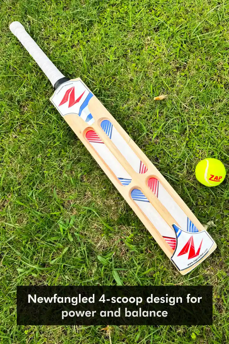 ZAP Soft Power Scoop premium Kashmir willow tennis cricket bat with chevron grip — view 3