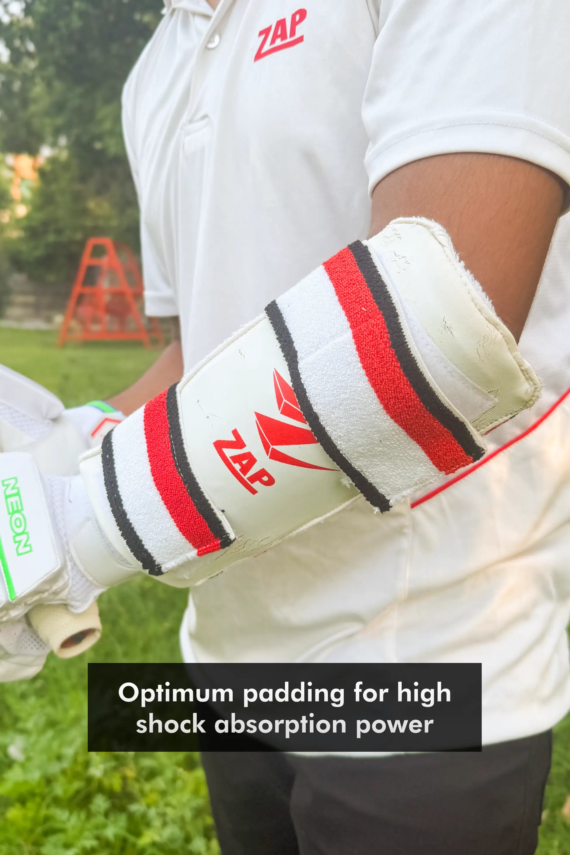ZAP Club batting elbow guard with elastic straps and lightweight high density foam padding for cricket — view 3