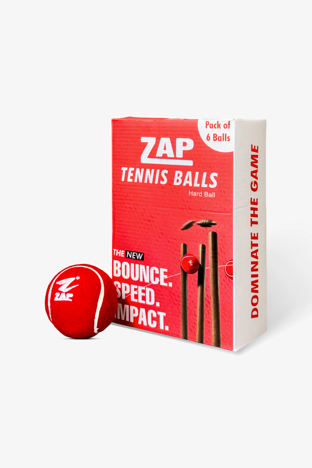 ZAP Supertuff hard tennis ball for cricket training with heavy-duty weather-resistant outer.