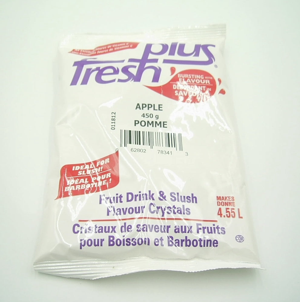Fresh Plus apple drink crystals pouch for refreshing iced beverages and slushies