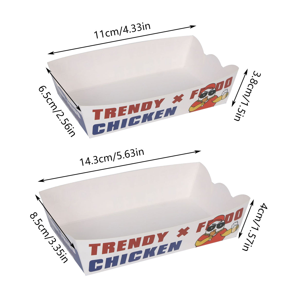 Disposable paper snack boxes holding fried food, oil-proof open-top food packaging container design. — view 3