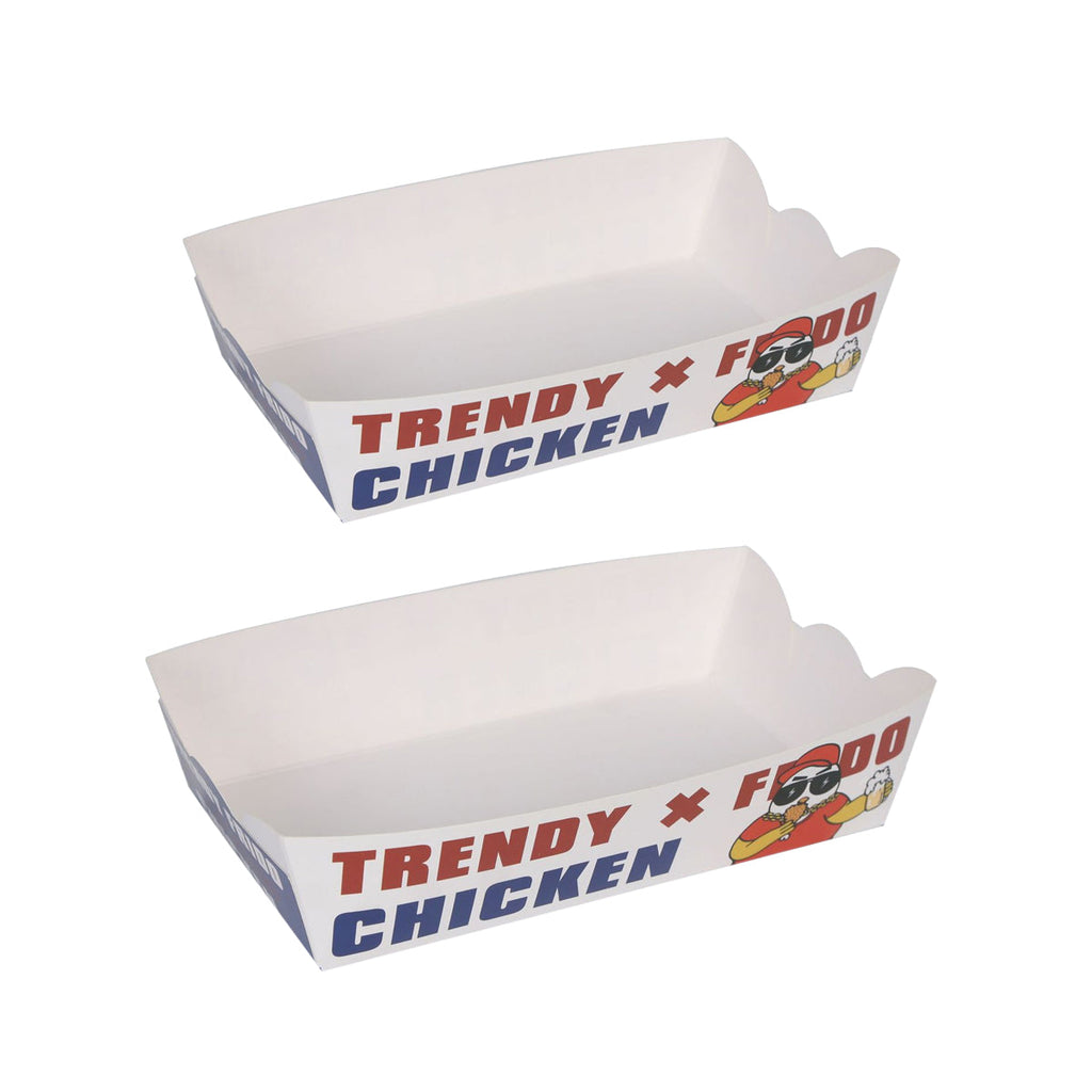 Disposable paper snack boxes holding fried food, oil-proof open-top food packaging container design. — view 2