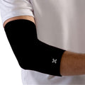 Full elbow compression sleeve made of stretch fabric for joint support and athletic injury recovery