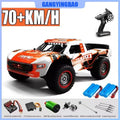 1:16 high-speed brushless RC car with durable metal and PVC frame in dynamic action