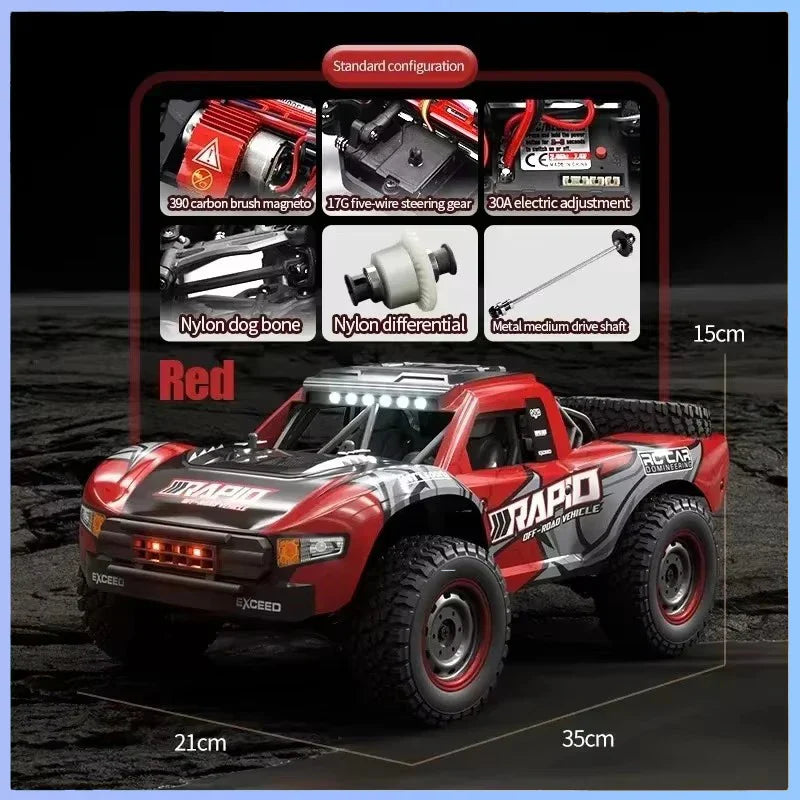 1:16 high-speed brushless RC car with durable metal and PVC frame in dynamic action — view 5