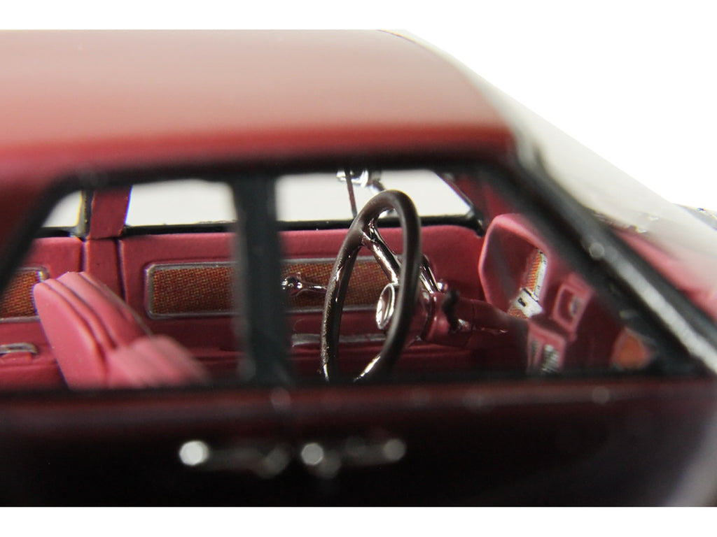 1962 Lincoln Continental 1/43 scale resin model car in royal red metallic with display case — view 3