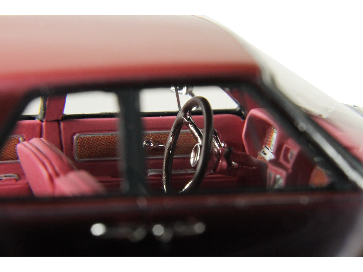 1962 Lincoln Continental 1/43 scale resin model car in royal red metallic with display case — view 3