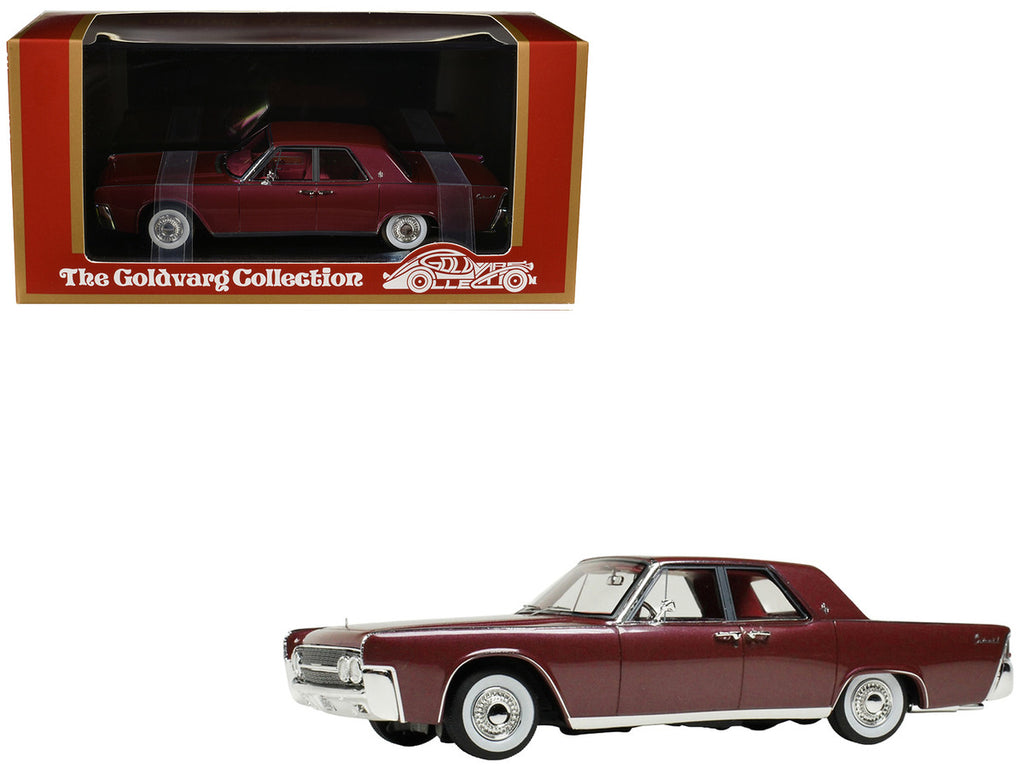 1962 Lincoln Continental 1/43 scale resin model car in royal red metallic with display case — view 5