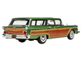1/43 scale 1959 Ford Country Squire resin model car in Sherwood Green Metallic with woodgrain sides