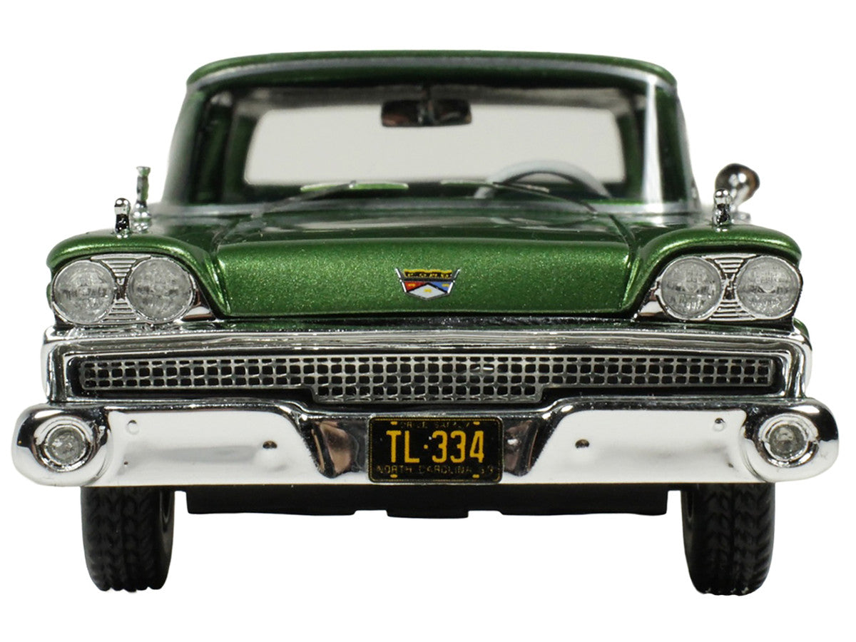 1/43 scale 1959 Ford Country Squire resin model car in Sherwood Green Metallic with woodgrain sides — view 3