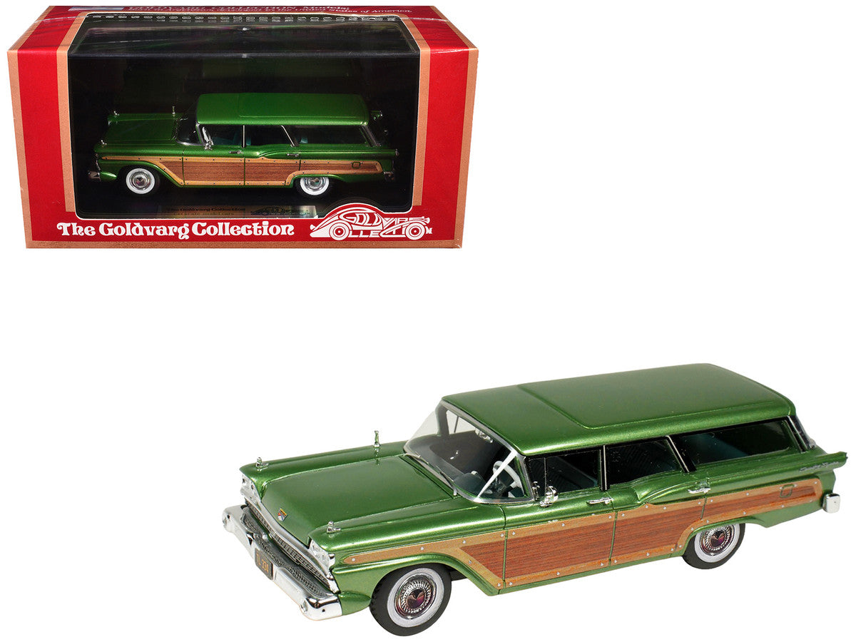 1/43 scale 1959 Ford Country Squire resin model car in Sherwood Green Metallic with woodgrain sides — view 5