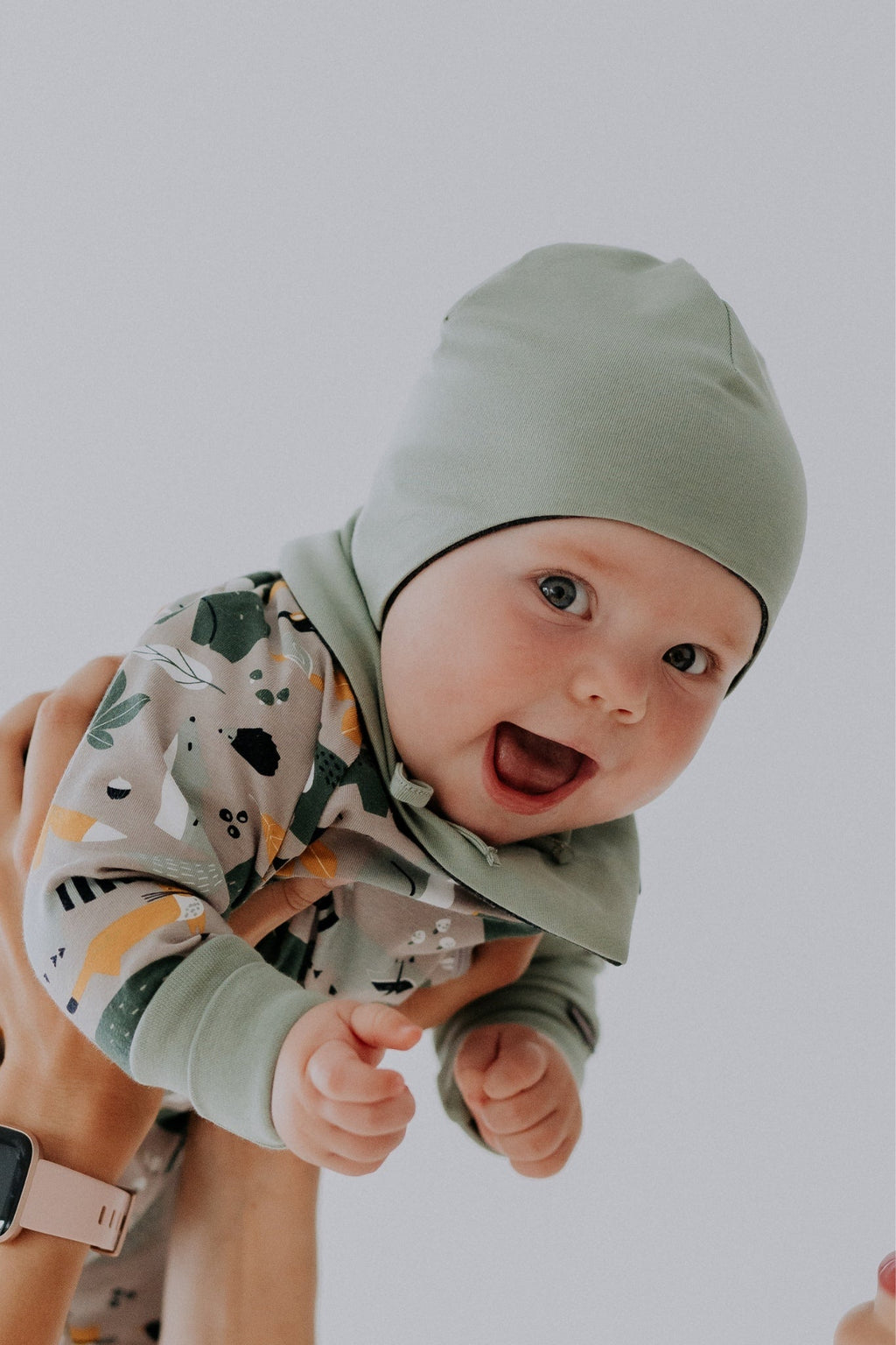 Soft premium merino wool baby hat with functional tie strings for spring and fall weather