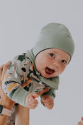 Soft premium merino wool baby hat with functional tie strings for spring and fall weather
