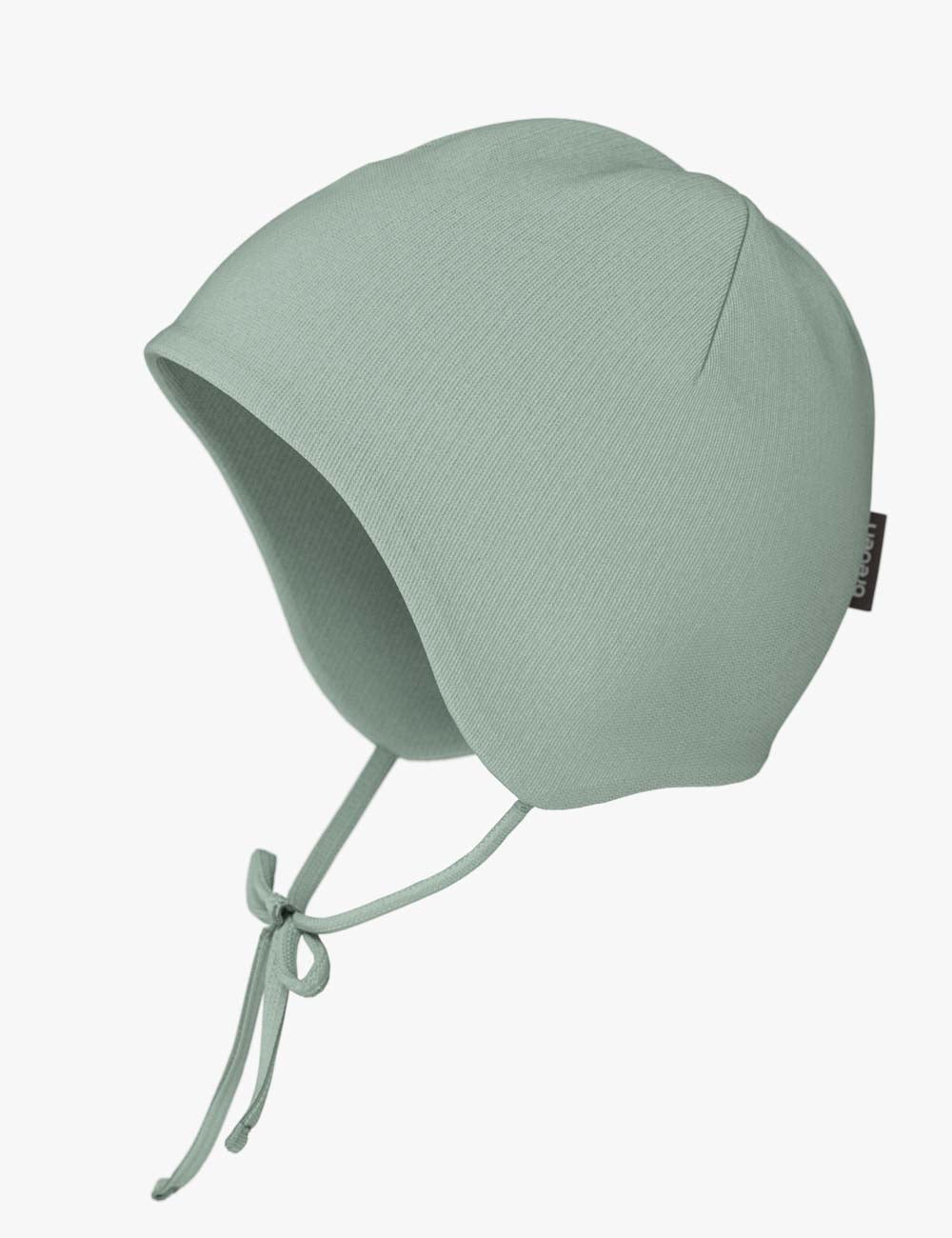 Ribbed cotton baby hat with secure chin ties and ear protection flaps for newborns. — view 4