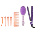 GLISTER "Festival Mode" Styling Kit | Mini Flat Iron, Detangling Brush, Comb & Sectioning Clips-0